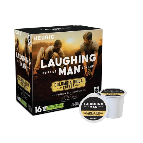 Laughing Man Columbia Huila Dark Roast Coffee - Keurig K-Cup Pods - 16ct