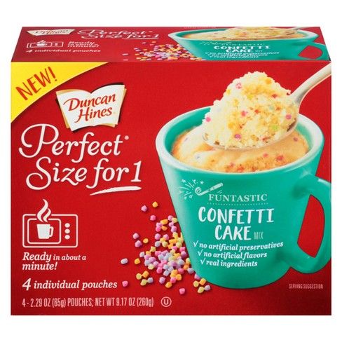 Duncan Hines Perfect Size for 1 Confetti Cake Mix - 9.17oz/4ct