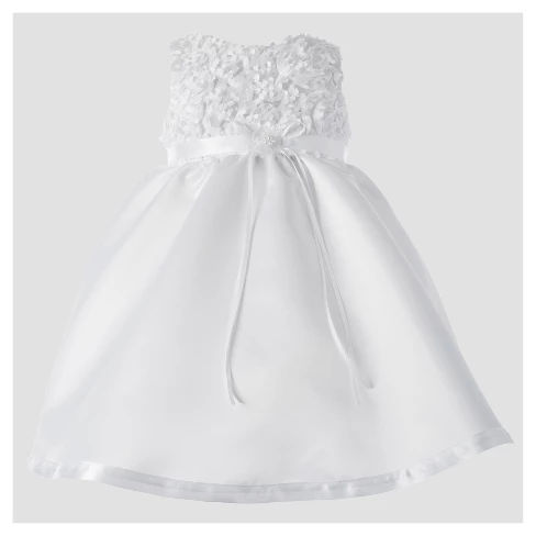 Baby Girls' Small World Sleevless Satin Shorts Dress - White 6-9M