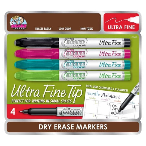 The Board Dudes Dry Erase Marker Black Ultra Fine 4 ea