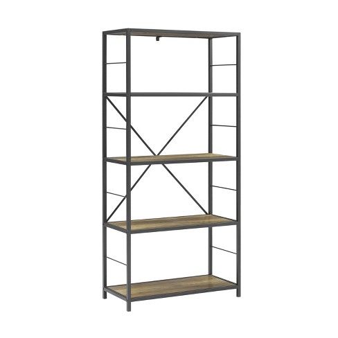 63" Rustic Industrial Bookcase - Saracina Home