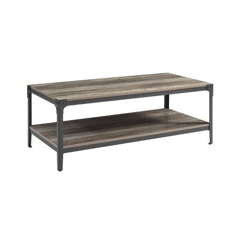 Angle Iron Rustic Wood Coffee Table - Saracina Home