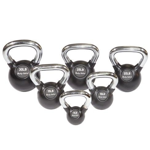 Body Solid Chrome Handle Rubber Kettlebell Set 5-30LBS - (KBCS105)