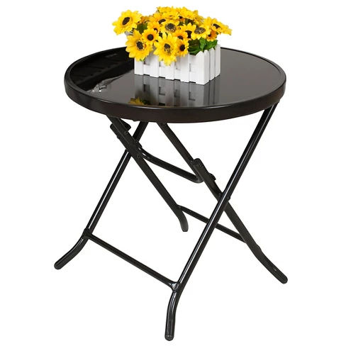 18" Patio Folding Side Table - Black - Captiva Design