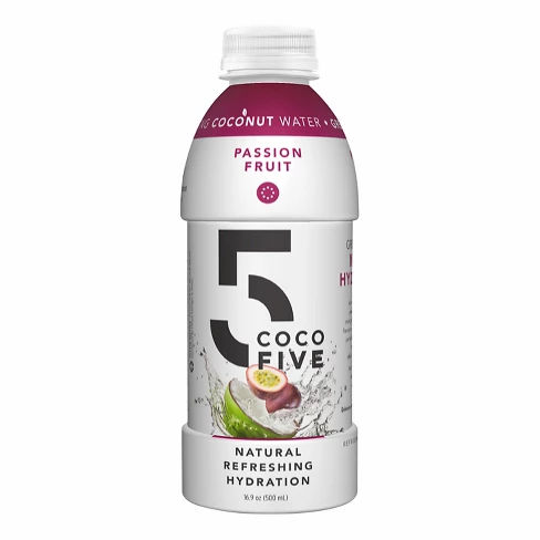 COCO5 All Natural Coconut Water- Tropical Passion Flavor - 16 fl oz Bottle