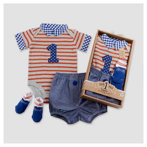 Baby Aspen Boys' My First Birthday 3pc Dapper Dude Outfit - 12-18M