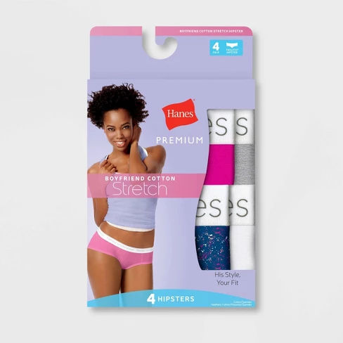 Hanes Premium Women's 4pk Boyfriend Hipster Briefs