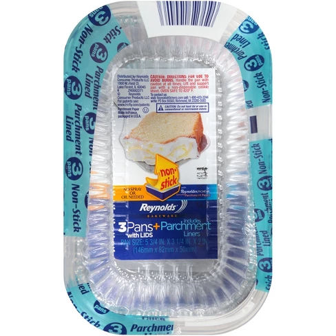 Reynolds 1lb Loaf with Parchment & Lids 3ct
