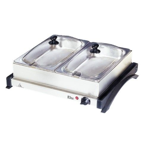 Elite Gourmet Dual-Tray Buffet Server - Stainless Steel