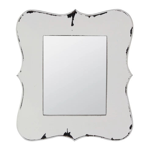 14" X 16" Worn Wooden Wall Mirror White - Stonebriar Collection