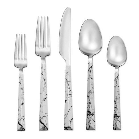 Tomodachi 20pc Stainless Steel Dali Silverware Set with Faux-Marble Handle
