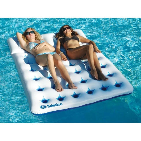 Solstice 76" Inflatable 2-Person Swimming Pool Air Mattress Raft - White/Blue