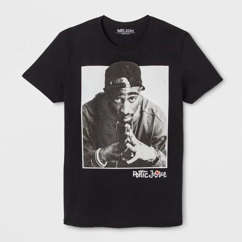 Men's Tupac Poetic Justice Short Sleeve T-Shirt - Black
