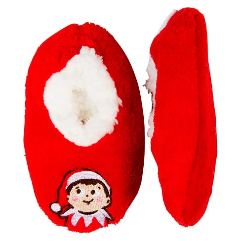 Toddler Boys' Elf on the Shelf Fuzzy Babba Slipper - Red 2T-3T