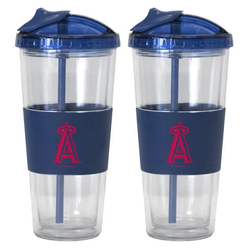 Boelter Brands MLB L.A. Angels Set of 2 No Spill Straw Tumbler - 22oz