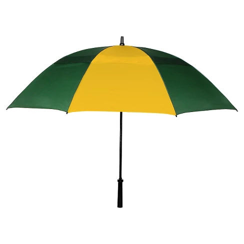 Vented Golf Manual Stick Umbrella - Hunter Green/Gold