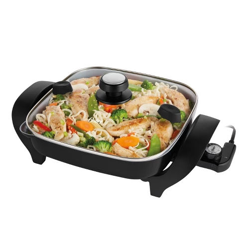 Oster DuraCeramic 12" Electric Skillet With Pour & Strain Lid - Black CKSTSK12S-TECO