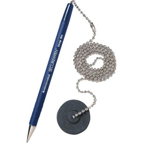 MMF Secure-A-Pen Counter Pen - Medium Pen Point - Refillable - Blue - Blue Barrel - 1 / Each