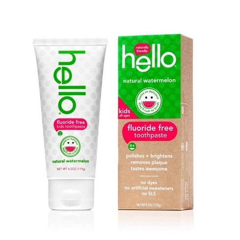 hello Kids Natural Watermelon Fluoride Free Toothpaste, sls Free and Vegan ,4.2oz