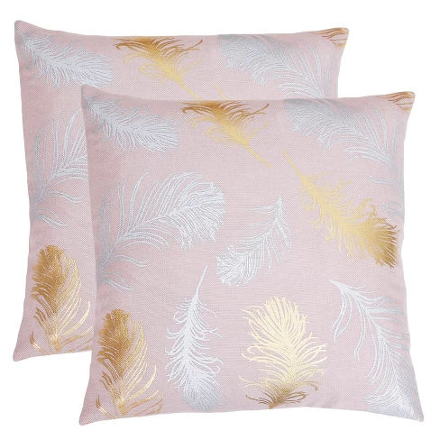 Decor Therapy 20"x20" 2pk Foil Feather Pillow
