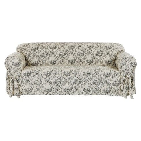 Black/Cream Toile Print Sofa Slipcover