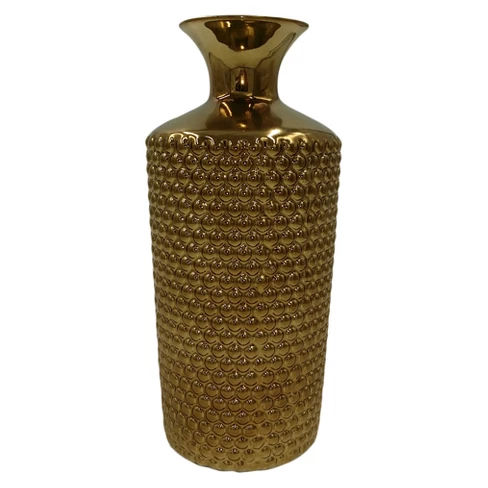 Ceramic Hobnail Vase Cognac 11" - Drew DeRose