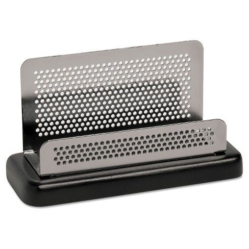 Rolodex™ Distinctions Business Card Holder, Capacity 50 2 1/4 x 4 Cards, Metal/Black