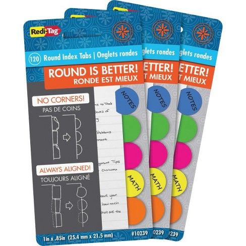 Redi-Tag Round Index Tabs - Tab(s) - 3 / Pack