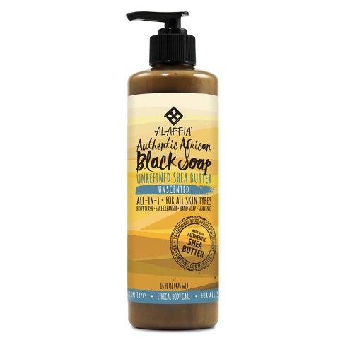 Alaffia Unscented Unrefined Shea Butter African Black Soap - 16 fl oz