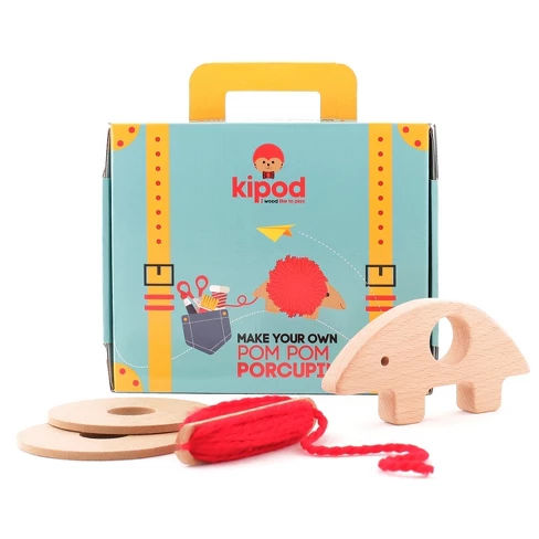 Kipod Create Your Own Pom Pom Porcupine Wooden Toy