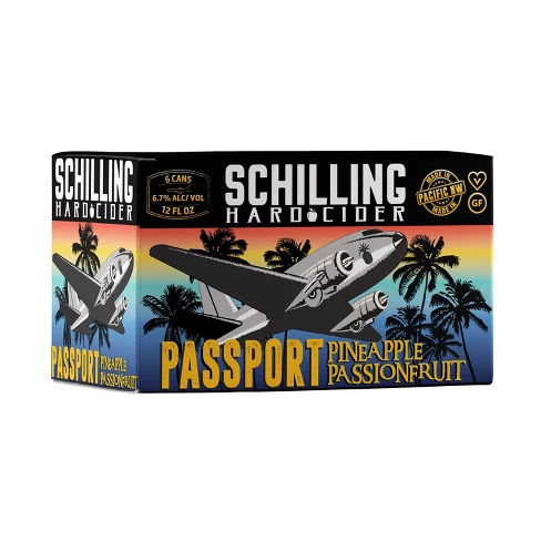 Schilling Cider Passport Passion Fruit Pineapple Cider - 6pk / 12 fl oz Cans