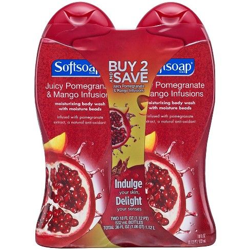 Softsoap Moisturizing Body Wash Pomegranate & Mango - 18 fl oz/2pk