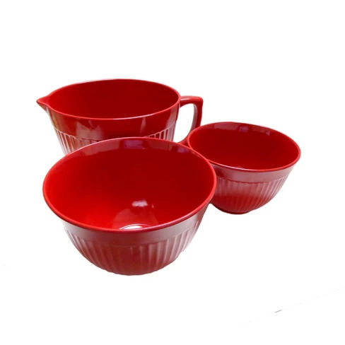 Natural Home 3pk Molded Bamboo Mixing Bowls Red