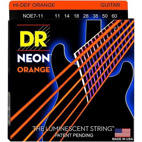 DR Strings Hi-Def NEON Orange Coated Heavy 7-String Electric Guitar Strings (11-60)