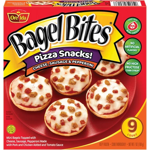 Ore-Ida Bagel Bites Cheese/Sausage/Pepperoni Frozen Mini Bagel Snacks - 9ct