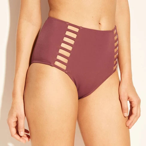 Women's Sun Coast Cheeky Strappy High Waist Bikini Bottom - Shade & Shore™ Dusty Rose Pink