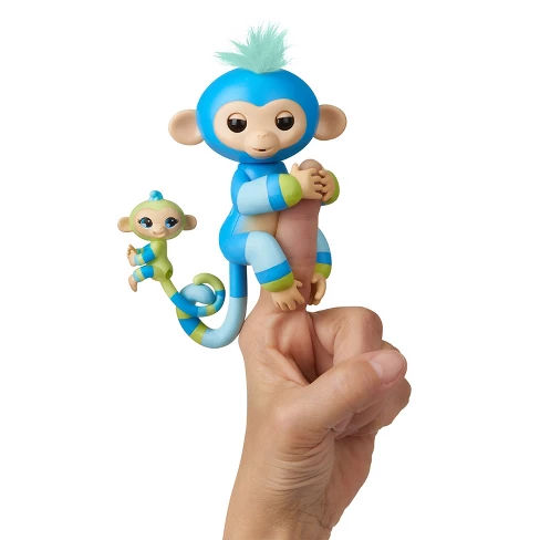 Fingerlings Baby Monkey and Mini BFF - Billie & Aiden (Blue-Green) - by WowWee