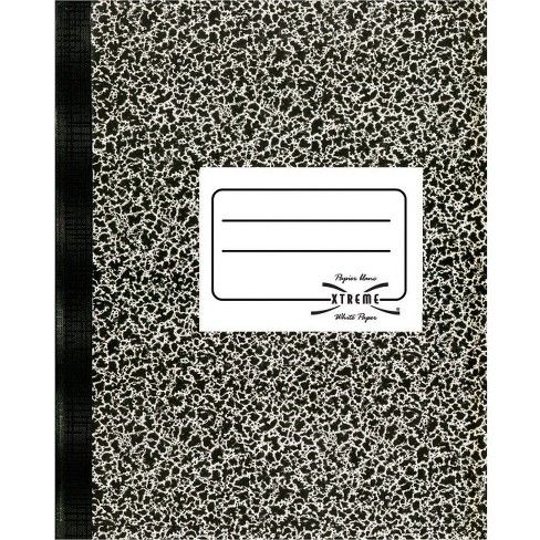 Rediform College Ruled Composition Books - 80 Sheets - Sewn - Ruled Red Margin - 7 7/8" x 10" - White Paper - Black Cover Marble - Subject - 1Each