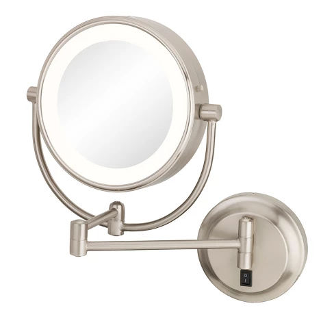 Aptations 5"x1" Neomodern Led Lighted Freestanding Double Sided Vanity Mirror Brushed Nickel