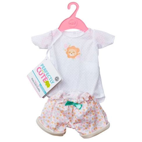 Perfectly Cute 2pc Baby Doll Outfit with Lion Print Romper and Floral Print Shorts