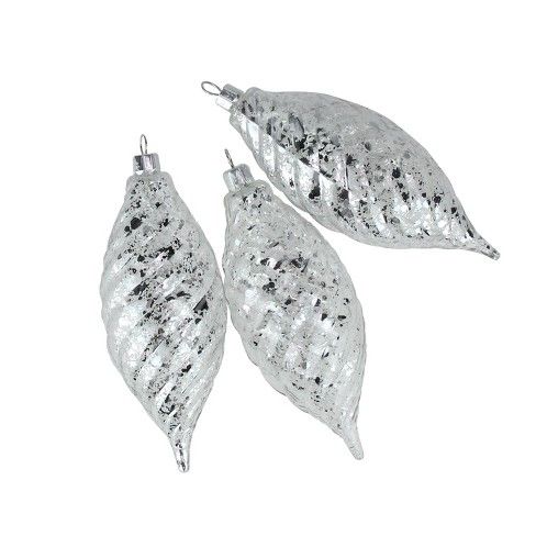 Barcana 3ct Clear Spiral Finial Shatterproof Christmas Ornaments with Silver Speckles