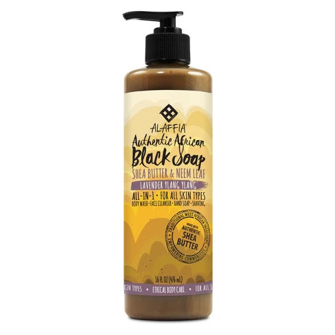 Alaffia Shea Butter & Neem Leaf Lavender Ylang African Black Soap - 16 fl oz