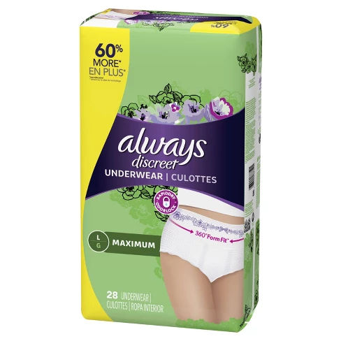 Always Discreet Maximum Absorbency Large Incontinence Underwear