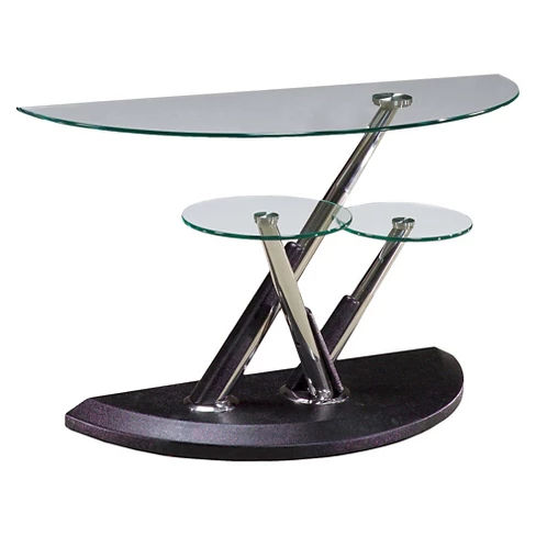 Modesto Metal and Glass Half Moon Sofa Table Synthetic Black - Magnussen Home