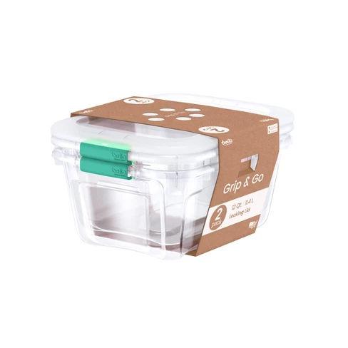 Grip & Go 2pk 12qt Locking Lid Box Green - Bella Storage