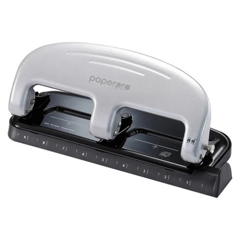 Three-Hole Punch 20-Sheet Capacity Black/Silver - PaperPro inPRESS