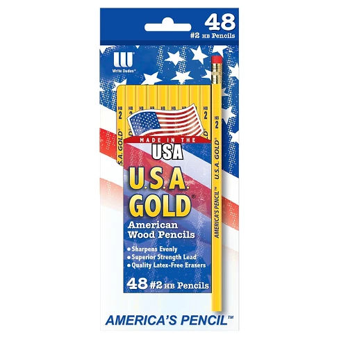 48ct #2 Wood Pencils - USA Gold