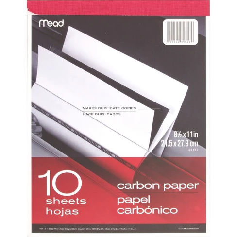 Mead Carbon Paper Tablet - 10 Sheets - Letter - 8.50" x 11" - Black - 1 Each