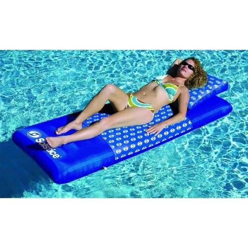 Solstice 78" Designer Print Inflatable 1-Person Swimming Pool Floating Air Mattress Raft - Blue/White