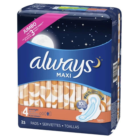 Maxi Overnight Pads, Size 4